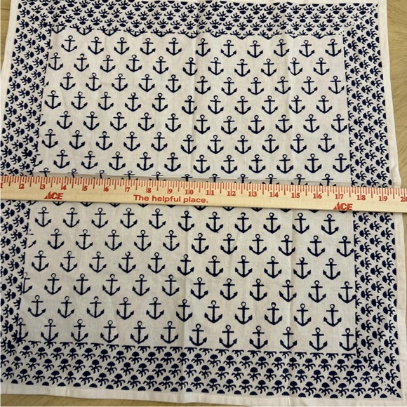Pomegranate AHOY Anchor Printed Cotton Table Napkins Dinner Napkin Set Of 2 NWT - Picture 4 of 5